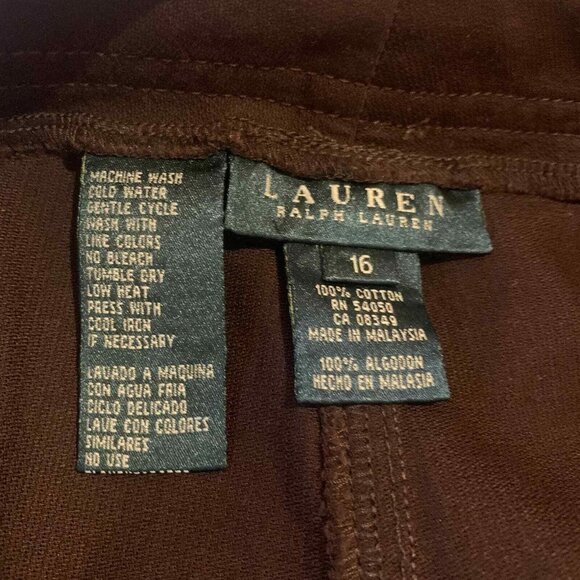 Lauren Ralph Lauren Womens Pants Size 16 Brown Straight Leg Pockets High Rise - Picture 6 of 6